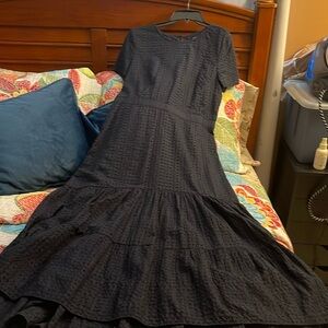 Banana Republic Eyelet Navy Blue Maxi Dress